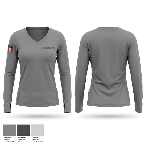 Womens Long Sleeve Vneck Shirt, CONSTABLES, Police, Teamtime, Team time, sublimation, custom sports apparel, team uniforms, spirit wear, spiritwear, sports uniforms, custom shirts, team store, custom team store, fundraiser sports, apparel fundraiser