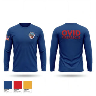 Long Sleeve Performance Shirt, Ovid Fire Dept, Fire Department, Teamtime, Team time, sublimation, custom sports apparel, team uniforms, spirit wear, spiritwear, sports uniforms, custom shirts, team store, custom team store, fundraiser sports, apparel fundraiser