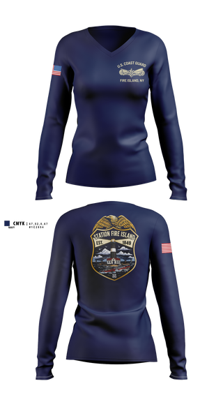 Womens Long Sleeve Vneck Shirt, Station Fire island NY, Coast Guard, Teamtime, Team time, sublimation, custom sports apparel, team uniforms, spirit wear, spiritwear, sports uniforms, custom shirts, team store, custom team store, fundraiser sports, apparel fundraiser