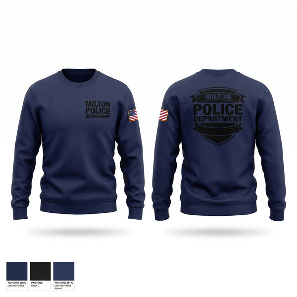 Crew Neck Sweatshirt, Milton Police Department, Police, Teamtime, Team time, sublimation, custom sports apparel, team uniforms, spirit wear, spiritwear, sports uniforms, custom shirts, team store, custom team store, fundraiser sports, apparel fundraiser