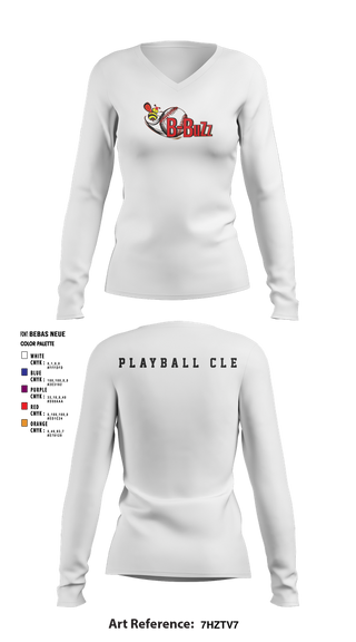 Womens Long Sleeve Vneck Shirt, B Buzz Baseball League, Baseball, Teamtime, Team time, sublimation, custom sports apparel, team uniforms, spirit wear, spiritwear, sports uniforms, custom shirts, team store, custom team store, fundraiser sports, apparel fundraiser