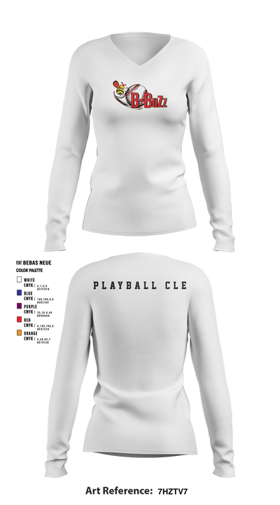 B Buzz Baseball League 75019054 Women's Long Sleeve V-neck Shirt - 3