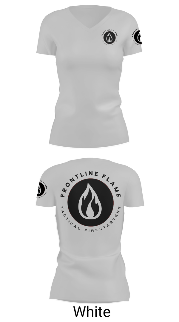 Womens Short Sleeve Vneck Shirt, Frontline Flames, , Teamtime, Team time, sublimation, custom sports apparel, team uniforms, spirit wear, spiritwear, sports uniforms, custom shirts, team store, custom team store, fundraiser sports, apparel fundraiser