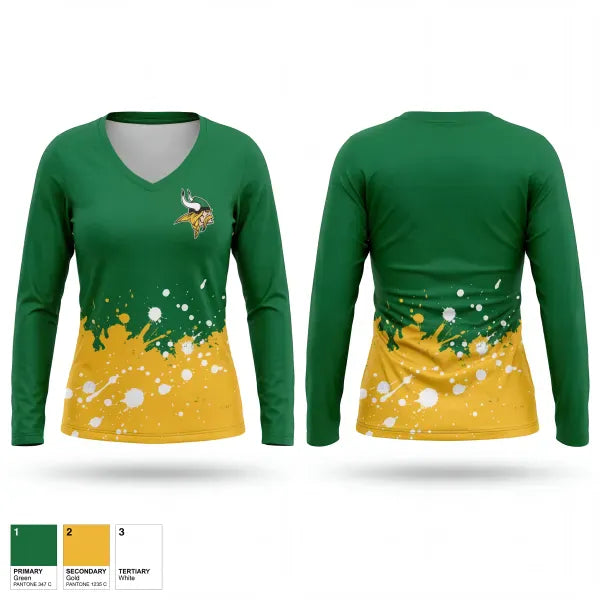 Womens Long Sleeve Vneck Shirt, Northland Vikings, , Teamtime, Team time, sublimation, custom sports apparel, team uniforms, spirit wear, spiritwear, sports uniforms, custom shirts, team store, custom team store, fundraiser sports, apparel fundraiser