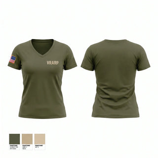 Womens Short Sleeve Vneck Shirt, VRA-RP, Army, Teamtime, Team time, sublimation, custom sports apparel, team uniforms, spirit wear, spiritwear, sports uniforms, custom shirts, team store, custom team store, fundraiser sports, apparel fundraiser