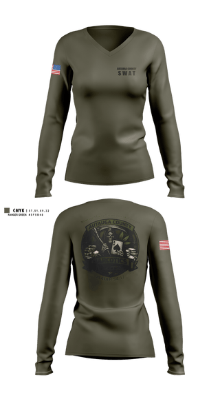 Womens Long Sleeve Vneck Shirt, Autauga County SWAT, Police, Teamtime, Team time, sublimation, custom sports apparel, team uniforms, spirit wear, spiritwear, sports uniforms, custom shirts, team store, custom team store, fundraiser sports, apparel fundraiser