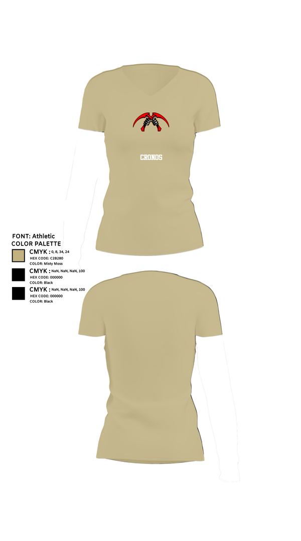 Womens Short Sleeve Vneck Shirt, Cronos, Army, Teamtime, Team time, sublimation, custom sports apparel, team uniforms, spirit wear, spiritwear, sports uniforms, custom shirts, team store, custom team store, fundraiser sports, apparel fundraiser