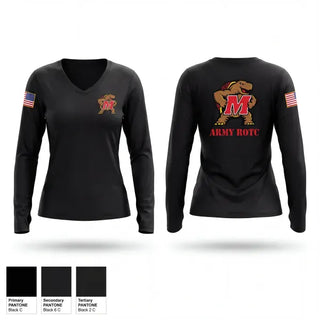 Womens Long Sleeve Vneck Shirt, UMD ROTC, Army, Teamtime, Team time, sublimation, custom sports apparel, team uniforms, spirit wear, spiritwear, sports uniforms, custom shirts, team store, custom team store, fundraiser sports, apparel fundraiser