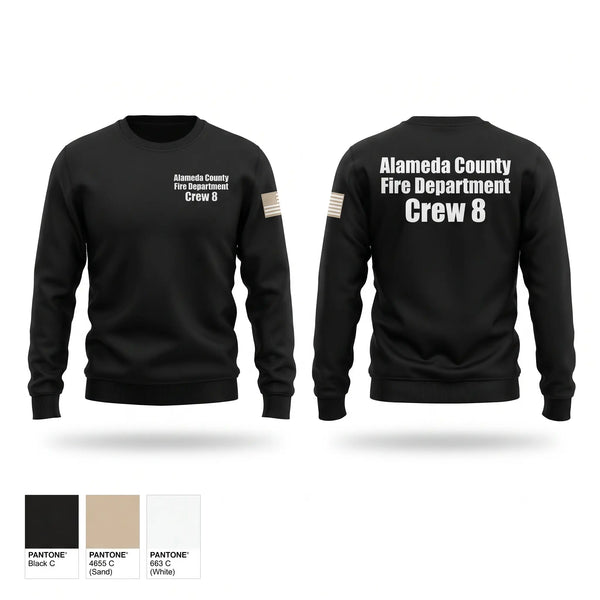 Crew Neck Sweatshirt, Alameda County Fire Department Crew 8, Fire Department, Teamtime, Team time, sublimation, custom sports apparel, team uniforms, spirit wear, spiritwear, sports uniforms, custom shirts, team store, custom team store, fundraiser sports, apparel fundraiser