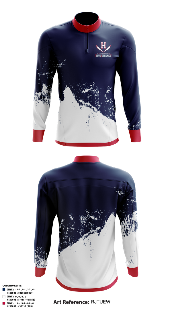 Quarter Zip Jacket, Harrisonburg Blue Streaks, Cross Country, Teamtime, Team time, sublimation, custom sports apparel, team uniforms, spirit wear, spiritwear, sports uniforms, custom shirts, team store, custom team store, fundraiser sports, apparel fundraiser