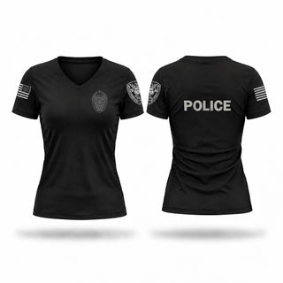 Womens Short Sleeve Vneck Shirt, Caruthersville Police Department, Police, Teamtime, Team time, sublimation, custom sports apparel, team uniforms, spirit wear, spiritwear, sports uniforms, custom shirts, team store, custom team store, fundraiser sports, apparel fundraiser