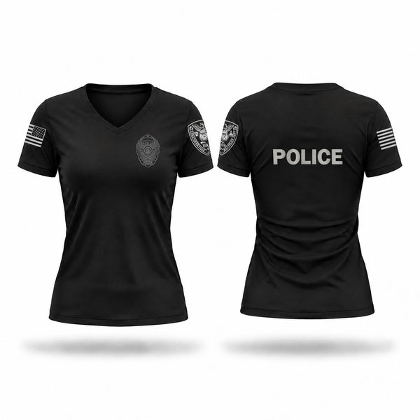 Womens Short Sleeve Vneck Shirt, Caruthersville Police Department, Police, Teamtime, Team time, sublimation, custom sports apparel, team uniforms, spirit wear, spiritwear, sports uniforms, custom shirts, team store, custom team store, fundraiser sports, apparel fundraiser