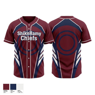 Full Button Baseball Jersey, Shikellamy Chiefs, Baseball, Teamtime, Team time, sublimation, custom sports apparel, team uniforms, spirit wear, spiritwear, sports uniforms, custom shirts, team store, custom team store, fundraiser sports, apparel fundraiser