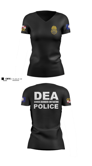 Womens Short Sleeve Vneck Shirt, DEA DC 45, Police, Teamtime, Team time, sublimation, custom sports apparel, team uniforms, spirit wear, spiritwear, sports uniforms, custom shirts, team store, custom team store, fundraiser sports, apparel fundraiser