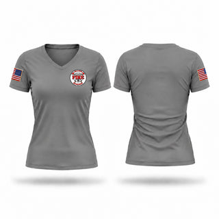 Womens Short Sleeve Vneck Shirt, Mills River Fire Rescue, Fire Department, Teamtime, Team time, sublimation, custom sports apparel, team uniforms, spirit wear, spiritwear, sports uniforms, custom shirts, team store, custom team store, fundraiser sports, apparel fundraiser