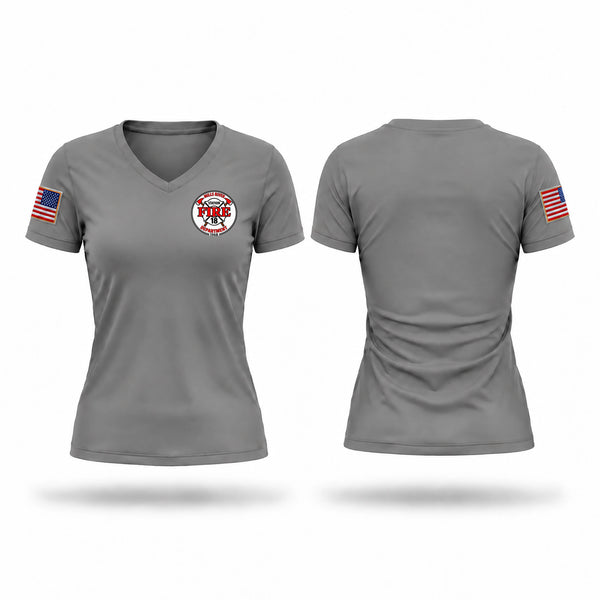 Womens Short Sleeve Vneck Shirt, Mills River Fire Rescue, Fire Department, Teamtime, Team time, sublimation, custom sports apparel, team uniforms, spirit wear, spiritwear, sports uniforms, custom shirts, team store, custom team store, fundraiser sports, apparel fundraiser