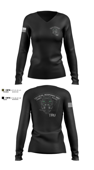 Womens Long Sleeve Vneck Shirt, Eunice Police TRU, Police, Teamtime, Team time, sublimation, custom sports apparel, team uniforms, spirit wear, spiritwear, sports uniforms, custom shirts, team store, custom team store, fundraiser sports, apparel fundraiser