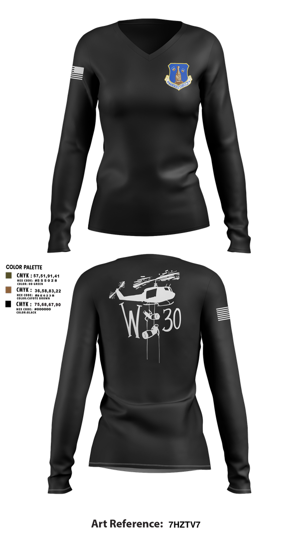 Womens Long Sleeve Vneck Shirt, 145th LRS/LGVM, , Teamtime, Team time, sublimation, custom sports apparel, team uniforms, spirit wear, spiritwear, sports uniforms, custom shirts, team store, custom team store, fundraiser sports, apparel fundraiser