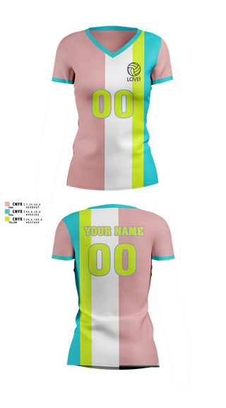 Womens Short Sleeve Vneck Shirt, LOVB, Women's Volleyball, Teamtime, Team time, sublimation, custom sports apparel, team uniforms, spirit wear, spiritwear, sports uniforms, custom shirts, team store, custom team store, fundraiser sports, apparel fundraiser