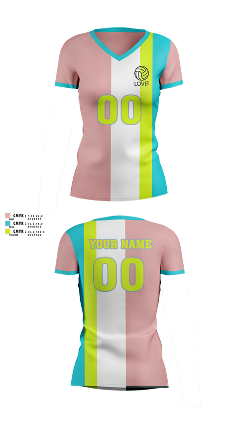 Womens Short Sleeve Vneck Shirt, LOVB, Women's Volleyball, Teamtime, Team time, sublimation, custom sports apparel, team uniforms, spirit wear, spiritwear, sports uniforms, custom shirts, team store, custom team store, fundraiser sports, apparel fundraiser