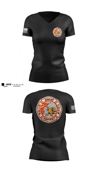 Womens Short Sleeve Vneck Shirt, Jenkins fire department, Fire Department, Teamtime, Team time, sublimation, custom sports apparel, team uniforms, spirit wear, spiritwear, sports uniforms, custom shirts, team store, custom team store, fundraiser sports, apparel fundraiser