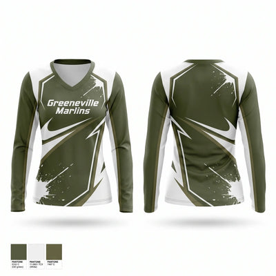 Greeneville Marlins Women's Long Sleeve V-neck Shirt - 1
