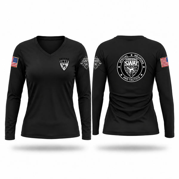 Womens Long Sleeve Vneck Shirt, SWAT, Police, Teamtime, Team time, sublimation, custom sports apparel, team uniforms, spirit wear, spiritwear, sports uniforms, custom shirts, team store, custom team store, fundraiser sports, apparel fundraiser