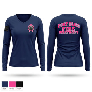 Womens Long Sleeve Vneck Shirt, Fort Bliss F-299, Fire Department, Teamtime, Team time, sublimation, custom sports apparel, team uniforms, spirit wear, spiritwear, sports uniforms, custom shirts, team store, custom team store, fundraiser sports, apparel fundraiser