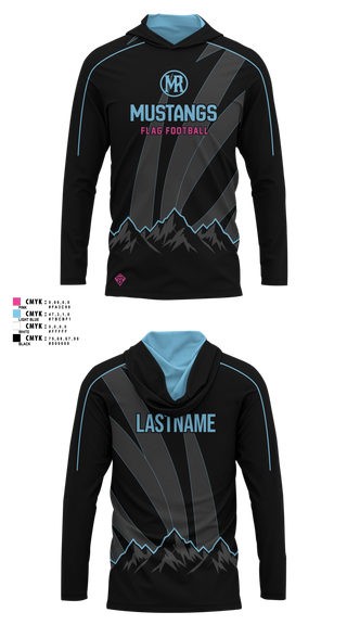 Long Sleeve hooded sunshirt, Mountain Range HS Flag Football, Women's Soccer, Teamtime, Team time, sublimation, custom sports apparel, team uniforms, spirit wear, spiritwear, sports uniforms, custom shirts, team store, custom team store, fundraiser sports, apparel fundraiser