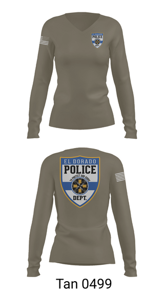 Womens Long Sleeve Vneck Shirt, El dorado Police Department, Police, Teamtime, Team time, sublimation, custom sports apparel, team uniforms, spirit wear, spiritwear, sports uniforms, custom shirts, team store, custom team store, fundraiser sports, apparel fundraiser