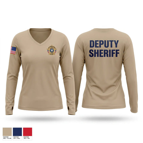 Womens Long Sleeve Vneck Shirt, ECSO DEPUTY, Police, Teamtime, Team time, sublimation, custom sports apparel, team uniforms, spirit wear, spiritwear, sports uniforms, custom shirts, team store, custom team store, fundraiser sports, apparel fundraiser