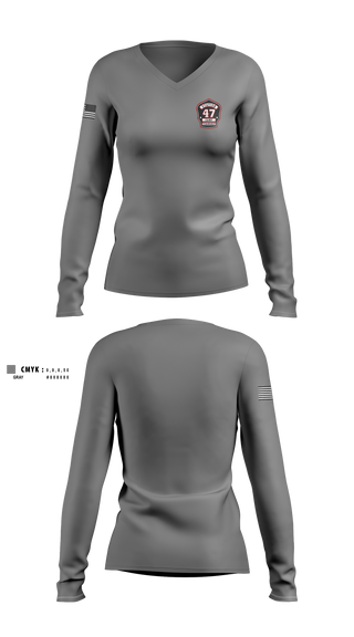Womens Long Sleeve Vneck Shirt, Camp Township Fire Department, Fire Department, Teamtime, Team time, sublimation, custom sports apparel, team uniforms, spirit wear, spiritwear, sports uniforms, custom shirts, team store, custom team store, fundraiser sports, apparel fundraiser