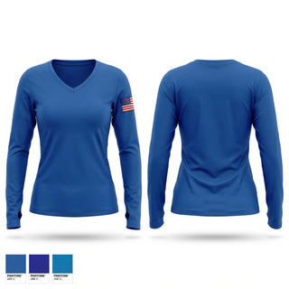 Womens Long Sleeve Vneck Shirt, Supply Squadron, Air Force, Teamtime, Team time, sublimation, custom sports apparel, team uniforms, spirit wear, spiritwear, sports uniforms, custom shirts, team store, custom team store, fundraiser sports, apparel fundraiser