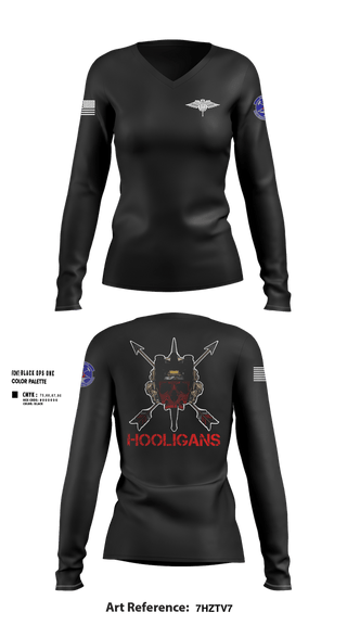 Womens Long Sleeve Vneck Shirt, Hooligans, Air Force, Teamtime, Team time, sublimation, custom sports apparel, team uniforms, spirit wear, spiritwear, sports uniforms, custom shirts, team store, custom team store, fundraiser sports, apparel fundraiser