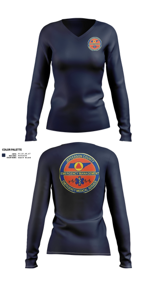 Womens Long Sleeve Vneck Shirt, JEFFERSON COUNTY EMS, EMS/EMT, Teamtime, Team time, sublimation, custom sports apparel, team uniforms, spirit wear, spiritwear, sports uniforms, custom shirts, team store, custom team store, fundraiser sports, apparel fundraiser