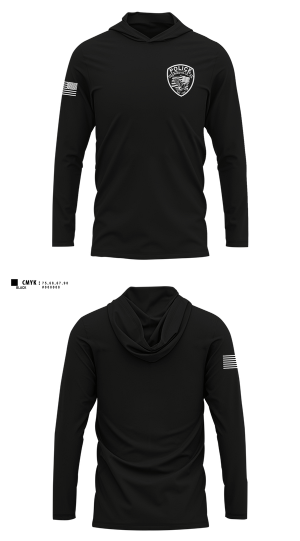 Long Sleeve Hooded Sun Shirt, Youngsville Police Department, Police, Teamtime, Team time, sublimation, custom sports apparel, team uniforms, spirit wear, spiritwear, sports uniforms, custom shirts, team store, custom team store, fundraiser sports, apparel fundraiser