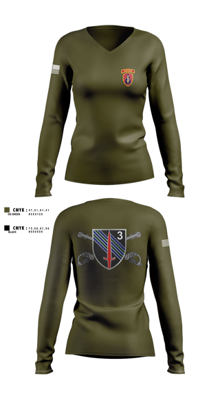Womens Long Sleeve Vneck Shirt, 5th SFAB, , Teamtime, Team time, sublimation, custom sports apparel, team uniforms, spirit wear, spiritwear, sports uniforms, custom shirts, team store, custom team store, fundraiser sports, apparel fundraiser