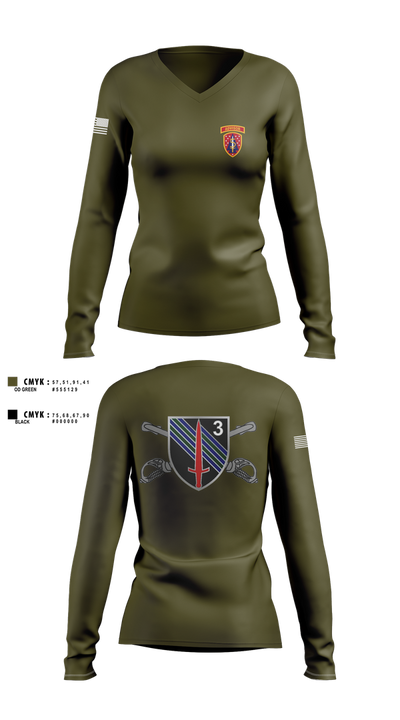 3rd SQDN, 5th SFAB Women's Long Sleeve V-neck Shirt - 1