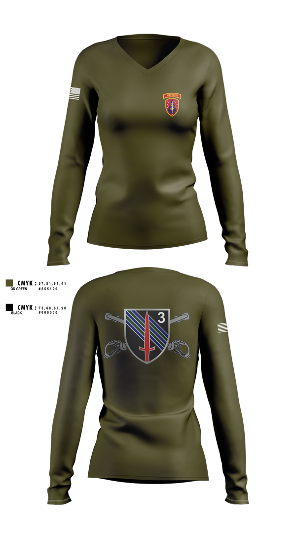 Womens Long Sleeve Vneck Shirt, 5th SFAB, , Teamtime, Team time, sublimation, custom sports apparel, team uniforms, spirit wear, spiritwear, sports uniforms, custom shirts, team store, custom team store, fundraiser sports, apparel fundraiser
