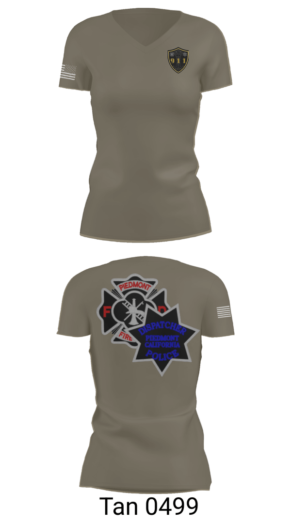 Womens Short Sleeve Vneck Shirt, Piedmont Dispatchers, Fire Department, Teamtime, Team time, sublimation, custom sports apparel, team uniforms, spirit wear, spiritwear, sports uniforms, custom shirts, team store, custom team store, fundraiser sports, apparel fundraiser