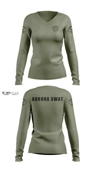 Womens Long Sleeve Vneck Shirt, Aurora SWAT, Police, Teamtime, Team time, sublimation, custom sports apparel, team uniforms, spirit wear, spiritwear, sports uniforms, custom shirts, team store, custom team store, fundraiser sports, apparel fundraiser
