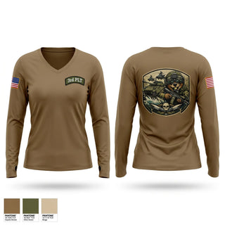 Womens Long Sleeve Vneck Shirt, B Co 1-18th, Army, Teamtime, Team time, sublimation, custom sports apparel, team uniforms, spirit wear, spiritwear, sports uniforms, custom shirts, team store, custom team store, fundraiser sports, apparel fundraiser