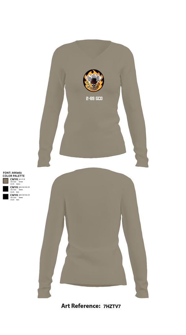 Womens Long Sleeve Vneck Shirt, 2-69 GCo, Army, Teamtime, Team time, sublimation, custom sports apparel, team uniforms, spirit wear, spiritwear, sports uniforms, custom shirts, team store, custom team store, fundraiser sports, apparel fundraiser