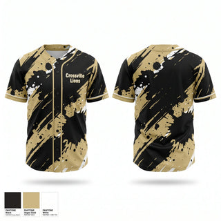 Full Button Baseball Jersey, Crossville Lions, Baseball, Teamtime, Team time, sublimation, custom sports apparel, team uniforms, spirit wear, spiritwear, sports uniforms, custom shirts, team store, custom team store, fundraiser sports, apparel fundraiser