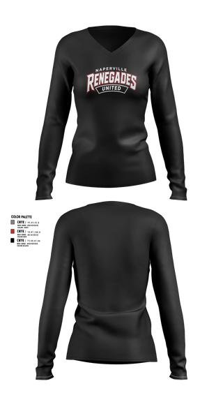 Womens Long Sleeve Vneck Shirt, Naperville Renegades, Baseball, Teamtime, Team time, sublimation, custom sports apparel, team uniforms, spirit wear, spiritwear, sports uniforms, custom shirts, team store, custom team store, fundraiser sports, apparel fundraiser