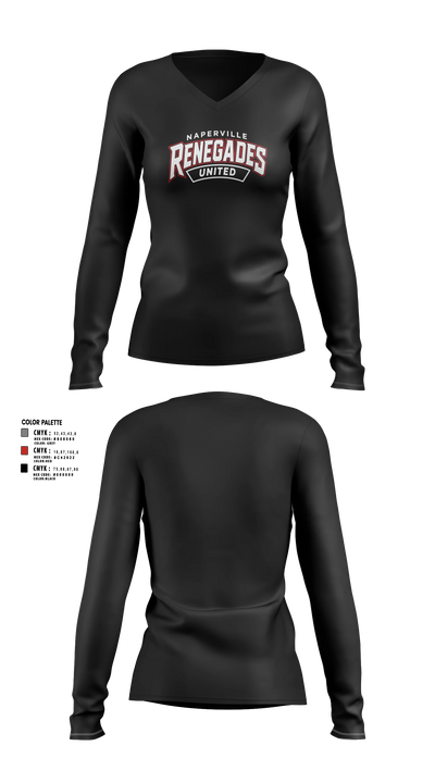 Naperville Renegades Women's Long Sleeve V-neck Shirt - 6