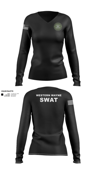 Womens Long Sleeve Vneck Shirt, Western Wayne SOT, Police, Teamtime, Team time, sublimation, custom sports apparel, team uniforms, spirit wear, spiritwear, sports uniforms, custom shirts, team store, custom team store, fundraiser sports, apparel fundraiser