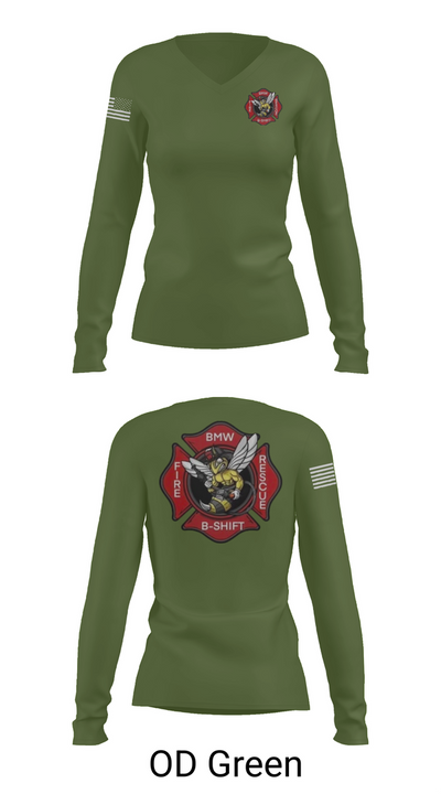 B-Shift 61265399 Women's Long Sleeve V-neck Shirt - 57