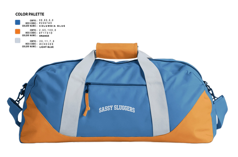 Duffle Bag, Sassy sluggers, Softball, Teamtime, Team time, sublimation, custom sports apparel, team uniforms, spirit wear, spiritwear, sports uniforms, custom shirts, team store, custom team store, fundraiser sports, apparel fundraiser