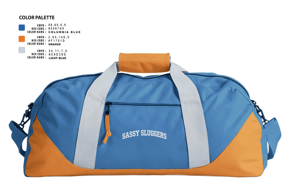 Duffle Bag, Sassy sluggers, Softball, Teamtime, Team time, sublimation, custom sports apparel, team uniforms, spirit wear, spiritwear, sports uniforms, custom shirts, team store, custom team store, fundraiser sports, apparel fundraiser